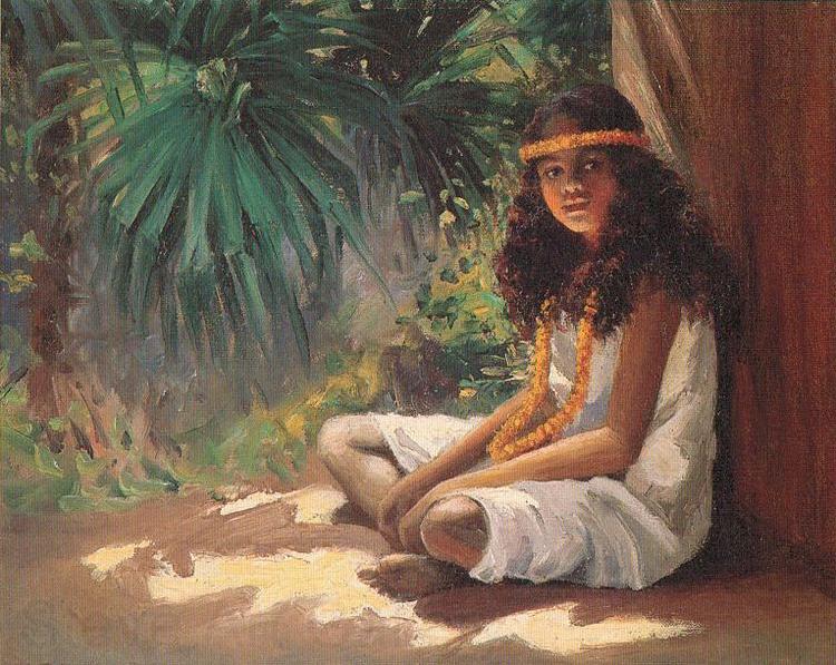 Helen Thomas Dranga Portrait of a Polynesian Girl France oil painting art